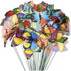 Butterfly Stakes, 50pcs 11.5inch Garden Butterfly Ornaments,Waterproof Butterfly